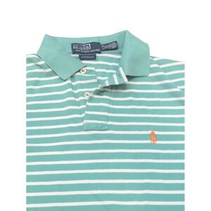 Polo Ralph Lauren Men's M Green Cotton Custom Fit Striped Short Sleeve Polo